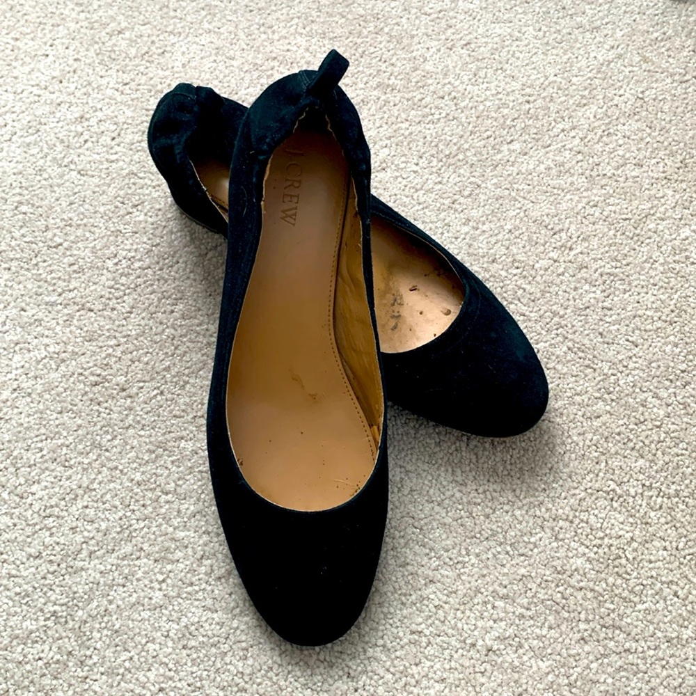 J.Crew Black Suede Ballet Pumps
